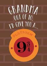 Fun Birthday Card - For Grandma - Platform 9 3/4 - Harry Potter - Hogwarts created by Cardology