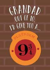 Fun Birthday Card - For Grandad - Platform 9 3/4 - Harry Potter - Hogwarts created by Cardology