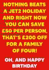 Funny Birthday Card - Nothing Beats A Jet2 Holiday created by Dean Morris Cards