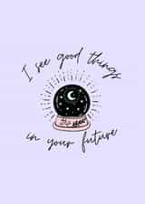 Mystical Crystal Ball Good Luck Card - Psychic Vibes & Positive Signs created by Black Cat Design