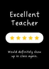 Funny Thank You Card - For Teacher - Five Star Review created by Sundiva Designs