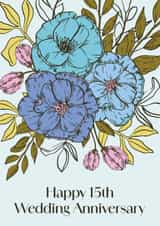 Classic Anniversary Card - 15th - Pretty Flowers created by Sazerelli Designs