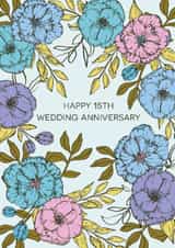 Classic Anniversary Card - 15th - Blue Flowers created by Sazerelli Designs