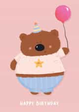 Cute party bear birthday card created by Leisha Armstrong 