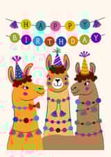 Cute Birthday Card - Party Llamas created by Irini Herzog