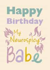 Cute pastel birthday card for neurospicy babes with ADHD, ASD, and AuDHD vibes. created by Ruinarte Cards