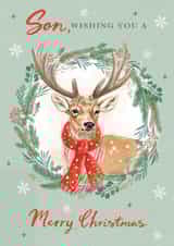 Traditional Christmas Card - For Son - Reindeer created by Dalia Clark Design