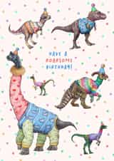 Cute Birthday Card - Have A Roarsome Birthday! - Dinosaurs created by Beth Goodwin