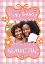 Personalised Birthday Photo Card created by Giddy Kipper - Pretty Birthday Card - Bow Frame