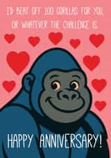 Funny Anniversary Card - 100 Gorillas Challenge - Gorilla - Monkey created by Paperlink and Meraki Greeting Cards
