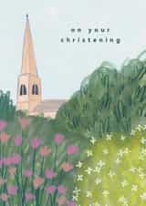 Classic Christening Card - Church Landscape created by Joy Jen Studio