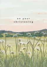 Classic Christening Card - Countryside Landscape created by Joy Jen Studio