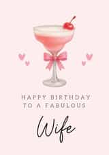 Classic Birthday Card - Fabulous Wife - Pink Cocktail created by Hello Fridays Studio