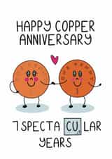 Cute 7th Anniversary Card - Copper Anniversary - Coins created by Schnauzer Scribbles