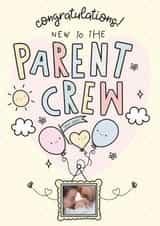 Personalised New Baby Photo Card created by Emma Hales - Cute New Baby/Pregnancy Card - New To The Parent Crew - Balloons
