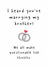 Marrying My Brother Card - Funny Sibling In-Law Wedding Humour - Funny Wedding created by Spark and Wild