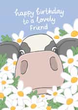Cute Birthday Card - For Friend - Cow - Daisies created by Fliss Muir