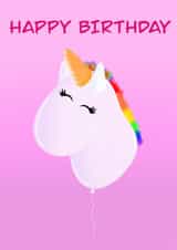 Cute Unicorn Balloon Happy Birthday Card created by DC Cards