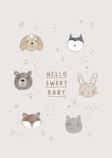 Cute New Baby Card - Hello Sweet Baby - Animals created by Jessie Miles
