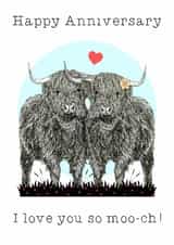 Classic Anniversary Card - Highland Cows - Pun-Wife/Husband/Girlfriend/Boyfriend created by Beth Higgins Art