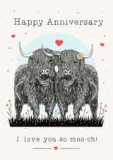 Classic Anniversary Card - Highland Cows - Pun-Wife/Husband/Girlfriend/Boyfriend created by Beth Higgins Art