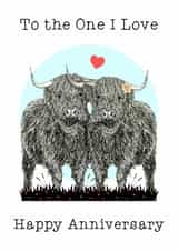 Classic Anniversary Card - Highland Cows - Wife/Husband/Girlfriend/Boyfriend created by Beth Higgins Art