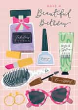 Classic Birthday Card - For Her - Beauty Products created by Laura Darrington Design Ltd.