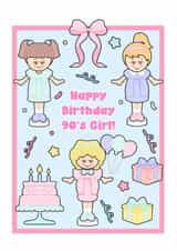 Cute Girly 90s Birthday Card. Pastel Aesthetic Birthday Party Greeting Card. created by Katy Naughton