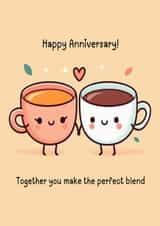 Cute anniversary card with two cups of tea. created by Kimbaclay Creations