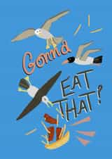 Angry seagulls stealing food created by Ingrid Poole