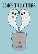 Cute ghost wedding / engagement card for alternative couples. Autumn wedding created by Flinks Designs