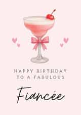 Classic Birthday Card - For Fiancée - Pink Cocktail created by Hello Fridays Studio
