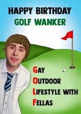 Funny Birthday Card - Golf Wanker -The Inbetweeners created by Poppy & Mabel 