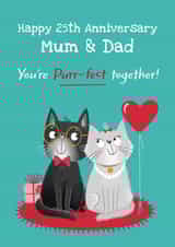 Cute 25th Anniversary Card - Cats - For Parents created by Hannah Jayne Lewin