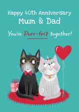 Cute 40th Anniversary Card - Cats - For Parents created by Hannah Jayne Lewin