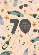 Classic 70th Birthday Card - For Him - James Bond Themed created by The Pattern Press