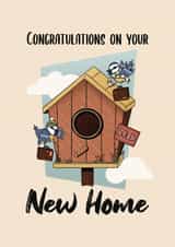 Cute Congratulations on your new home card - birds moving birdhouse created by GScribbles
