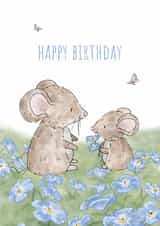 Cute Birthday Card - Mouse - Flowers created by Jade Blakeley