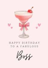 Classic Birthday Card - For Boss - Pink Cocktail created by Hello Fridays Studio