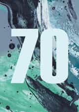 Classic Birthday Card - 70th - Blue Abstract created by Joy Jen Studio