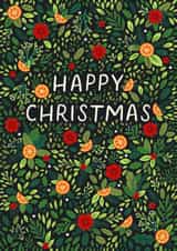 Classic Christmas Card - Holly - Poinsettias created by Pear Tree Press