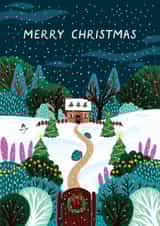 Classic Christmas Card - Snow - Cottage created by Pear Tree Press
