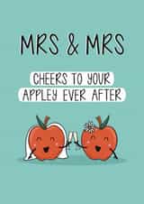 Cute Wedding Card - Mrs & Mrs - Apple Pun created by Muses & May