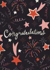 Classic Congratulations Card - Fireworks - Stars created by Isobel Rose Illustration