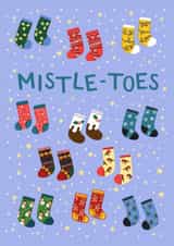 Cute Christmas Card - Mistle-Toes - Patterned Wooly Socks created by Pear Tree Press