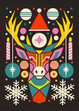 Arty Christmas Card - Reindeer - Geometric Design created by AbiGoLucky