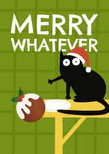 Funny Christmas Card - Merry Whatever - Cat created by AbiGoLucky