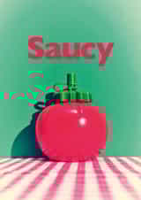 Funny Anniversary Card - Saucy - Retro Tomato Ketchup Bottle created by Ornament Art