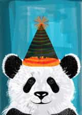 Cute Birthday Card - Panda - Party Hat created by Rebecca Bland