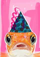 Cute Birthday Card - Fish - Party Hat created by Rebecca Bland